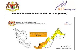 Amaran hujan berterusan di Sarawak, Sabah hingga 22 Disember