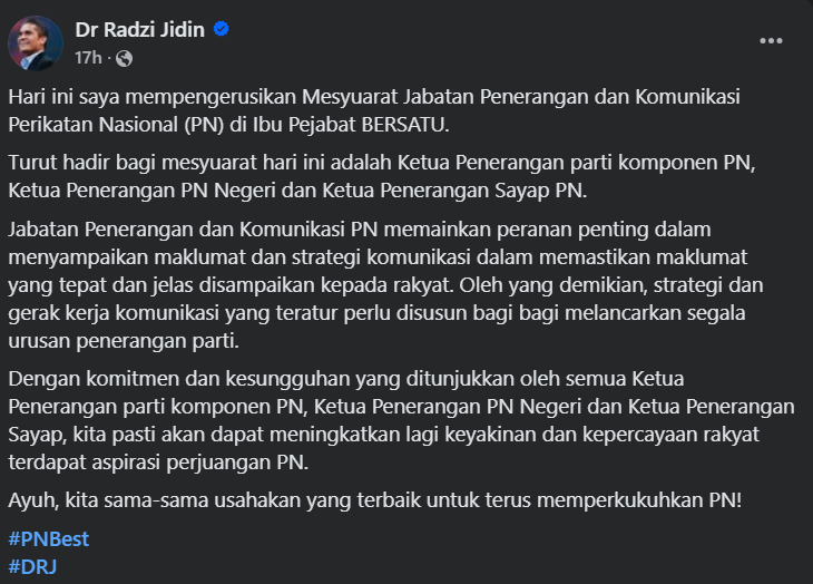 Status FB Radzi Jidin