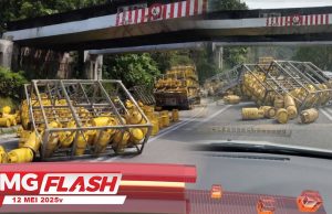 Treler Bawa Gas Rempuh Penghadang Jambatan #MGFlash
