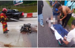 Wanita Orang Asli cedera, motosikal terbakar dalam kemalangan