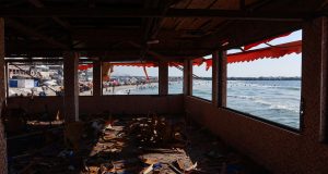 Debris is scattered across the floor at al-Baqa, which was devastated in an Israeli strike on the Gaza City seafront, on June 30, 2025. — OMAR AL-QATTAA/AFP via Getty Images