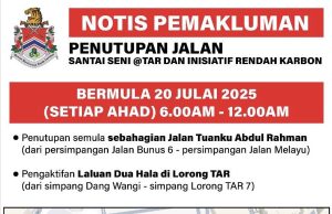 DBKL tutup Jalan TAR dari simpang Jalan Bunus 6 mulai Ahad ini