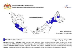 MetMalaysia keluar amaran ribut petir sehingga awal pagi esok