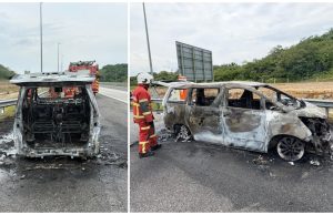 MPV Ahli Parlimen Dungun terbakar di LPT2