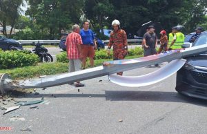 Tiang lampu melintang atas jalan, lebuh raya sesak 10km