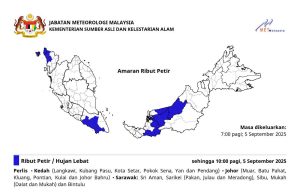 Ribut petir, hujan di empat negeri pagi ini