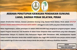 Kawasan pendakian Gunung Liang ditutup serta-merta – Jabatan Perhutanan Perak