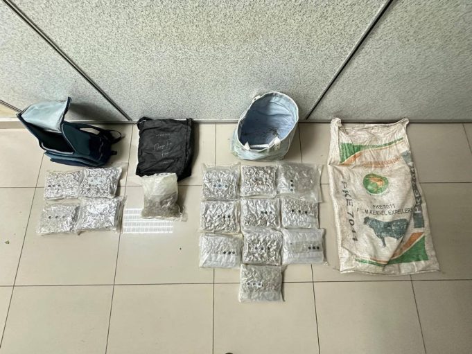 Ganja dalam serbuan di Kampung Tok Pelanduk, di sini, pagi tadi.