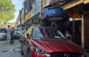 Rempuh lima kereta parkir gara-gara tertekan pedal minyak