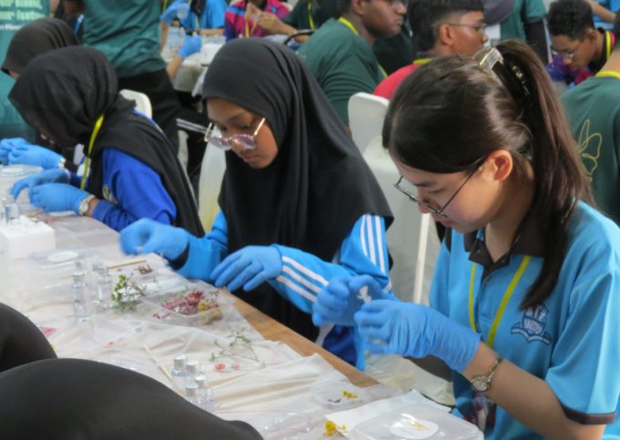 Peserta tekun menyiapkan hasil seni mereka dengan dibantu sukarelawan UM (2)