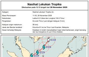 MetMalaysia keluar nasihat Lekukan Tropika, hujan lebat berterusan