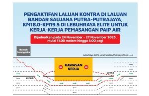 Laluan kontra Bandar Saujana Putra- Putrajaya – PLUS