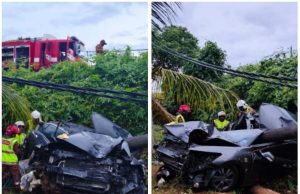 Lelaki maut kereta terbabas dan dihempap tiang elektrik