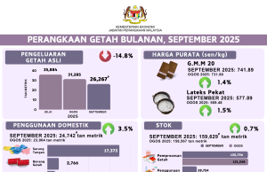 Pengeluaran getah asli bulan September menurun