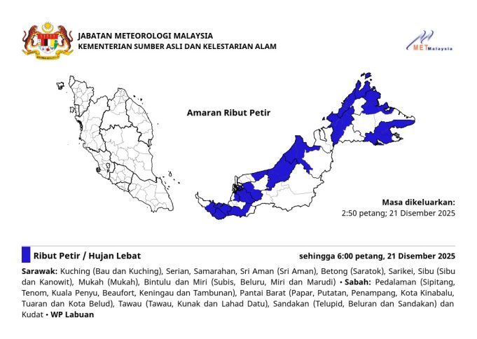 Amaran ribut petir dari MeTMalaysia