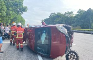 Maut dalam kemalangan kereta terbalik, rim tercabut