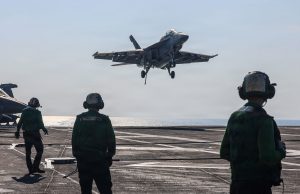 Top Trump Iran negotiators visit US aircraft carrier in Middle East