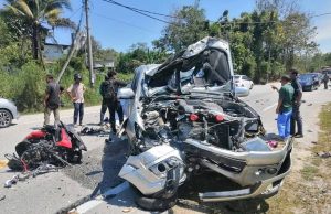 Suami isteri maut dalam kemalangan tiga kenderaan