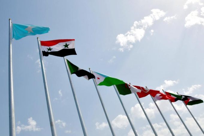 national-flags-of-the-Arab-league-countries-at-the-Ithra-center-during-the-29th-Summit-of-the-Arab-League-in-Dhahran-in-Eastern-Province-Saudi-Arabia-on-April-15-2018.