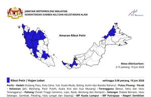 Ribut petir, hujan lebat dan angin kencang di kebanyakan tempat semua negeri hingga petang ini – MetMalaysia