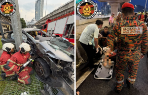 Pemandu tersepit, patah kaki dalam nahas tiga SUV