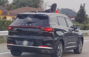 Padah biarkan dua anak keluar kepala melalui sunroof, ibu ditahan polis