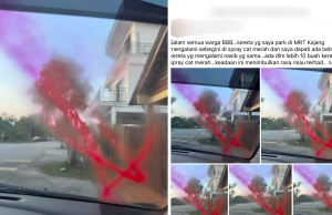 Beberapa kenderaan disembur cat merah di MRT Kajang
