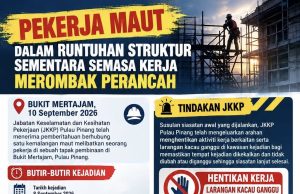 Pekerja maut terjatuh bersama perancah dari tingkat lapan