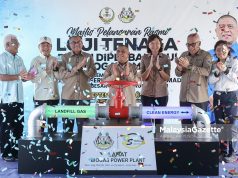 Menteri Besar Perak, Datuk Seri Saarani Mohamad melancarkan Rasmi Loji Tenaga Boleh Diperbaharui Biogas 2MW di Tapak Loji Tenaga Boleh Diperbaharui Biogas, Lahat. Foto ABDULLAH YUSOF, 28 SEPTEMBER 2026.