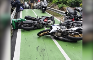 JKR siasat laluan motosikal licin sebabkan penunggang terbabas