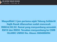 Baru 3 jam, Tabung Solidariti Najib cecah lebih RM600,000